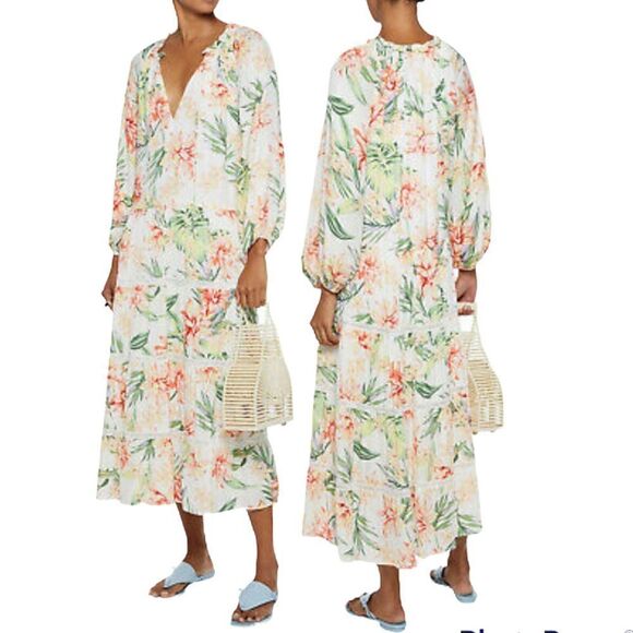 ALICE + Olivia XS Layla Hibiscus Floral Tiered Mothers Day Relaxed Dress XS NWT